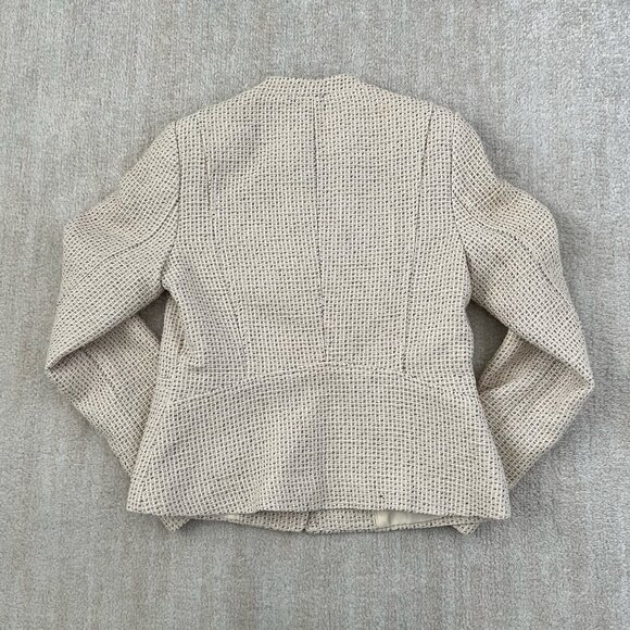 Calvin Klein Cotton Tweed Zip Up Blazer Work Jacket 4P Petite - Picture 3 of 10
